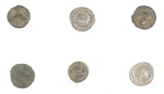 Ancient coins in lots / Roman coinage Lot 6 Roman coins: Antoniniani; Philippus I Arabs (RIC 28c); Gallienus (RIC 18); Salonina (cf RIC 92); Claudius II Gothicus (RIC 219); Probus (RIC 925); 1 x Denar