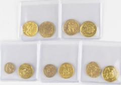 Ancient coins in lots - Miscellaneous A large lot replica's of ancient gold coins, struck in gold, in total 10 pieces, for study and learning purposes, several grades, in total c. 48 gram (high purity