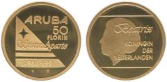 Gold coins (mail bid only) Aruba - 50 Florin 1991 'Status Aparte' - Gold - Proof