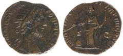 Roman Imperial Coinage Commodus (177-192) - AE Dupondius (Rome AD 181, 11.87 g) – M COMMODVS ANTONINVS AVG, radiate bust right / PROV DEOR TR P VI IMP IIII COS III P P, Providentia standing, holding w