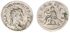 Roman Imperial Coinage Philippus I Arabs (244-249) - AR Antoninianus (Rome AD 245, 4.51 g) - IMP M IVL PHILIPPVS AVG, radiate, draped and cuirassed bust right / P M TR P II COS P P, Philip I seated le
