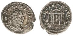 Roman Imperial Coinage Philippus I Arabs (244-249) - AR Antoninianus (Rome AD 248, 4.48 g) – IMP PHILIPPVS AVG, radiate, draped and cuirassed bust right / SEACVLVM NOVVM, hexastyle temple containing s