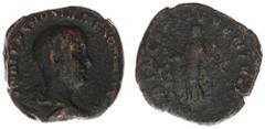 Roman Imperial Coinage Hostilianus (250-251) - AE Sestertius (Rome AD 250-51, 13.82 g) – C VALENS HOSTIL MES QVINTVS N C, bare-headed and draped bust right / PRINCIPI IVVENTVTIS, Hostilian standing in
