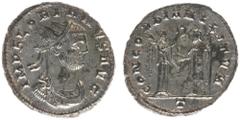 Roman Imperial Coinage Florianus (276) - AE Antoninianus (Cyzicus, july-august 276, 3,64 g) - Radiate, draped and cuirassed bust right / CONCORDIA MILITVM Victoria holding palm, standing right, presen
