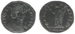 Roman Imperial Coinage Galeria Valeria (Wife of Galerius) - BI Follis (Nicomedia AD 308-10, 6.42 g) - GAL VALERIA AVG, diademed bust right, wearing embroidered robes with necklace / VENERI VICTRICI, V