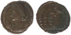 Roman Imperial Coinage Constantius II (324-361) - BI Maiorina (Nicomedia AD 348-51, 3.32 g) – D N CONSTANTIUS P F AVG, diademed, draped and cuirassed bust left, holding globe / FEL TEMP REPARATIO, Con