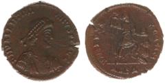 Roman Imperial Coinage Valentinianus II (375-392) - AE Double Centenionalis (Alexandria AD 387-92, 5.15 g) – D N VALENTINIANVS P F AVG, diademed, draped and cuirassed bust right / VIRTVS EXERCITI, Val