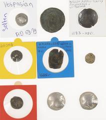 Ancient coins in lots - Miscellaneous Ancient coins in lots - Miscellaneous - A mixed lot coins including an AR Denarius of Vespasianus (Capricorn, RIC 118), an AE Aspron Trachy of Andronicus I Comnen