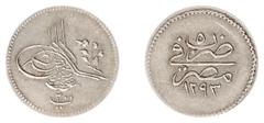 World Coins - Afghanistan to England Egypt - Ottoman Empire - Abdul Hamid II (1876-1909) - 20 Para AH1293/5, Misr (KM276; OS 34-MS-G6-5) - Obv: Large toughra, flower, value below / Rev: 4-line script 