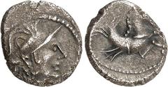 KELTEN GALLIEN. ALLOBROGES (um Vienna / Vienne). anonym. "Quinar" 2,30g. Behelmter Kopf n. r. / Hippocamp n. r. DT 3125, LT 2917, Cast. 26-29. . feine Patina