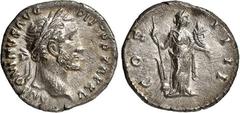 RÖMER RÖMISCHES KAISERREICH. ANTONINUS PIUS Augustus 138-161. Denar (152) 3,21g. Kopf m. Lkr. n.r. ANTONINVS AVG PI-VS P P TR P XV / COS - IIII Fortuna steht n.r. RIC 205, BMC 768, C. 267. . vz