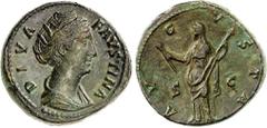 RÖMER RÖMISCHES KAISERREICH. Diva Faustina senior z.Z. Antoninus Pius 141/161. AE-Sesterz 21,77g. Drapierte Büste n.r. DIVA - FAVSTINA / AV-G-V-STA - S - C Faustina-Ceres steht mit Fackel und Ährenstr