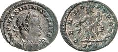 RÖMER RÖMISCHES KAISERREICH. MAXIMINUS II. Daia, Augustus 310-313. AE-Follis 22mm (310/313) 4,00g, Trier. Belorb. gepanzerte Büste n. r. IMP MAXIMINVS P F AVG / GENIO POP ROM Genius steht n. l., hält 