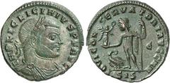 RÖMER RÖMISCHES KAISERREICH. LICINIUS I. 308-324. AE-Follis 24/22mm (315) 3,87g, Siscia, 3. Off. Paludamentbüste m. Lkr. n.r. IMP LIC LICINIVS P F AVG / IOVI CON-SERVATORI AVGG NN Iupiter steht n.l.; 