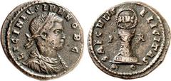 RÖMER RÖMISCHES KAISERREICH. Licinius II. Caesar 317-324. AE-Follis 19/18mm (318/319) 3,38g, Rom, 4. Off. Paludamentbüste m. Lkr. n.r. LICINIVS IVN NOB C / SACVLI F - ELICITAS Cippus mit Schild AVG, i
