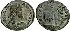 RÖMER RÖMISCHES KAISERREICH. IULIANUS II. Augustus 360/361-363. AE-Doppelmaiorina 28/26mm (362/363) 7,19g, Arles, 2. Off. D N FL CL IVLI-ANVS P F AVG Paludamentbüste m. Perlendiadem n.r. / SECVRITAS R