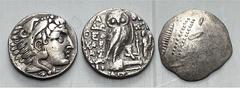 LOTS DER ANTIKE GRIECHEN. Allgemein: Silbermünzen. 4 Tetradrachmen Ostkelte Typ Philipp II., MAKEDONIEN Alexander III., ATTIKA / Athen 2.-1. Jh. v. Chr. (2). . meist