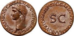 RÖMER RÖMISCHES KAISERREICH. Germanicus, Vater d. Caligula, Bruder d. Claudius 15 v. Chr. -19 n. Chr. AE-As, postum unter Caligula (37/38) 10,34g. Kopf n.l. GERMANICVS CAESAR TI AVGVST F DIVI AVG N / 