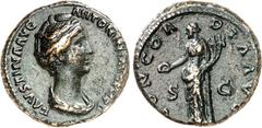 RÖMER RÖMISCHES KAISERREICH. Faustina senior, Gemahlin d. Antoninus Pius 138-141. AE-As 12,1g. Pallabüste n.r. FAVSTINA AVG - ANTONINI AVG PII P P / CONCOR-DIA AVG - S - C Concordia steht n.l. an Secu