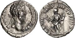 RÖMER RÖMISCHES KAISERREICH. COMMODUS, Augustus 177-192. Denar (182) 3,24g. Kopf m. Lkr. n.r. M - COMMODVS A-NTONINVS AVG / TR P VII IMP - IIII COS III P P Mars victor schreitet n.r. RIC 25, BMC 76, C