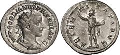 RÖMER RÖMISCHES KAISERREICH. GORDIANUS III. Augustus 238-244. Antoninian (240) 4,25g. Paludamentbüste m. Strkr. n.r. IMP GORDIANVS PIVS FEL AVG / AETER-N-ITATI AVG Sol steht grüßend n.l. RIC 83, C. 41