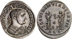 RÖMER RÖMISCHES KAISERREICH. DIOCLETIANUS Iovius, Senior Aug. 305-313. AE-Follis 26/23mm (308/310) 5,16g, Alexandria, 5. Offizin. Büste in Trabea, mit Zweig, Mappa und Lorbeerkranz, n.r. D N DIOCLETIA