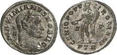 RÖMER RÖMISCHES KAISERREICH. Maximianus II. Galerius Caesar 293-305. Bi-Follis 26/28mm (303/305) 8,08g, Trier, 1. Off. Paludamentbüste m. Lkr. n.r. MAXIMIANVS NOBIL C / GENIO POPV-LI ROMANI Genius ste