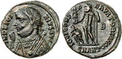 RÖMER RÖMISCHES KAISERREICH. LICINIUS I. 308-324. AE-Follis 19mm (317/320) 2,69g, Antiochia. Büste in Trabea, mit Sceptrum, Mappa und Lorbeerkranz, n.l. IMP LICI-NIVS AVG / IOVI CONS-ERVATORI AVGG Iup
