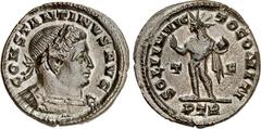 RÖMER RÖMISCHES KAISERREICH. CONSTANTINUS I. der Große, Augustus 306(310)-337. AE-Follis 23mm (310/313) 3,90g, Trier. Panzerbüste m. Lkr. n.r. IMP CONSTANTINVS P F AVG / MARTI CONSERVATORI Panzerbüste