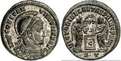 RÖMER RÖMISCHES KAISERREICH. CONSTANTINUS I. der Große, Augustus 306(310)-337. AE-Follis 17mm (319) 2,78g, Ticinum, 2. Offiz. Belorb. behelmte Panzerbüste n. r. IMP CONSTAN - TINVS MAX AVG / VICTORIAE