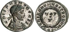 RÖMER RÖMISCHES KAISERREICH. Crispus Caesar 317-326. AE-Follis 18/19mm (321) 3,03g, Aquileia, 2. Off. Paludamentbüste m. Lkr. n. links CRISPVS NOB CAES / VOT . V - CAESARVM NOSTRORVM Lorbeerkranz; unt