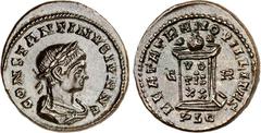 RÖMER RÖMISCHES KAISERREICH. Constantinus II. Caesar 317-337. AE-Follis 18/19mm (321) 3,59g, Lyon. Palliumbüste m. Lkr. n.r. CONSTANTINVS IVN N C / BEATA TRAN-QVILLITAS Votaaltar zw. C - R; unten PLC.