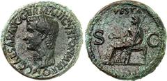 RÖMER RÖMISCHES KAISERREICH. Germanicus, Vater d. Caligula, Bruder d. Claudius 15 v. Chr. -19 n. Chr. AE-As, postum u. Caligula (37/38) 11,03g. Kopf n.l. C CAESAR AVG GERMANICVS PON M TR POT / VESTA S