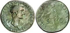 RÖMER RÖMISCHES KAISERREICH. NERVA 96-98. AE-Sesterz (1./9.97) 23,73g. Kopf m. Lorbeerkranz n.r. IMP NERVA CAES AVG P M TR P COS III P P / LIBERTAS - PVBLICA - S - C Libertas steht n.l. RIC 86, C. 114