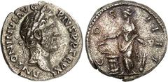 RÖMER RÖMISCHES KAISERREICH. ANTONINUS PIUS Augustus 138-161. Denar (148) 3,15g. Kopf m. Lkr. n.r. ANTONINVS AVG - PIVS P P TR P XI / C-OS - IIII Salus felix steht n.l.; l. Schlange an Altar. RIC 166,