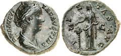 RÖMER RÖMISCHES KAISERREICH. Diva Faustina senior z.Z. Antoninus Pius 141/161. AE-As (141) 10,50g. Büste mit Palla n.r. DIVA AVGVSTA - FAVSTINA / PIET-AS AVG - S - C Pietas steht mit Pyxis v.v., Kopf 