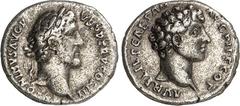 RÖMER RÖMISCHES KAISERREICH. ANTONINUS PIUS mit Marcus Aurelius Caesar 139-161. Denar (140/144) 3,10g. Kaiserkopf n.r. ANTONINVS AVG PI-VS P P TR P COS III / AVRELIVS CAE-SAR AVG PII F COS Caesarkopf 