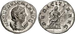 RÖMER RÖMISCHES KAISERREICH. Herennia Etruscilla, Gemahlin des Traianus Decius 249-251. Antoninian 3,75g. Pallabüste m. Diadem a. Mondsichel n.r. HER ETRVSCILLA AVG / PVDICITIA AVG Pudicitia thront n.