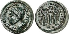 RÖMER RÖMISCHES KAISERREICH. CONSTANTINUS I. der Große, Augustus 306(310)-337. AE-Follis 18mm (319/320) 3,27g, London. Panzerbüste m. Helm u. Lanze n.l. IMP CONSTANTI-NVS AVG / VICTORIAE LAETAE PRINC 