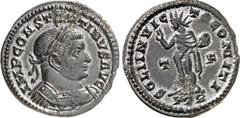RÖMER RÖMISCHES KAISERREICH. CONSTANTINUS I. der Große, Augustus 306(310)-337. AE-Follis 23mm (310/313) 4,03g, Trier, 1. Off. Panzerbüste m. Lkr. n.r. IMP CONSTANTINVS AVG / SOLI INVIC-TO COMITI Sol s