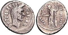 RÖMER IMPERATORISCHE PRÄGUNGEN. GAIUS IULIUS CAESAR 100-44 v. Chr. Denar (44 v.Chr.) 3,34g. Belorb. verschleierter Kopf des Caesar n. r. CAESAR DICT PERPETVO / P SEPVLIVS MACER Venus steht n. l., hält