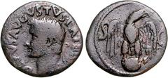 RÖMER RÖMISCHES KAISERREICH. Divus Augustus z.Z. Tiberius 14-37. AE-As (34/37) 10,95g. Kopf mit Strahlenkrone n.l. DIVVS AVGVSTVS PATER / S - C Adler steht mit ausgebreiteten Flügeln auf Globus v.v., 