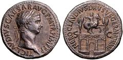 RÖMER RÖMISCHES KAISERREICH. CLAUDIUS mit s. verstorbenen Vater Drusus senior 41-54. AE-Sesterz (50/54) 25,09g. Kopf m. Lkr. n.r. TI. CLAVDIVS. CAESAR. AVG. P. M. TR. P. IMP. P. P. / NERO CLAVDIVS DRV
