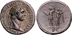 RÖMER RÖMISCHES KAISERREICH. DOMITIANUS, Augustus 81-96. AE-Sesterz (90/91) 25,38g. Belorbeerte Büste n. r. IMP CAES DOMIT AVG GERM COS XV CENS PER P P / Domitianus steht in Rüstung mit Speer und Fulm