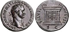 RÖMER RÖMISCHES KAISERREICH. DOMITIANUS, Augustus 81-96. AE-As (84) 11,39g. Kopf m. Aegis u. Lkr. n.r. IMP CAES DOMITIAN AVG GERM COS X / SALVTI - AVGVSTI - S - C Altar. RIC 251, BMC 293, C. 415, RIC 