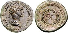 RÖMER RÖMISCHES KAISERREICH. TRAIANUS 98-117. AE-As (116) 6,97g, Antiochia. Paludamentbüste m. Strkr. n.r. IMP CAES NER TRAIANO OPTIMO AVG GERM / DAC PARTHICO P M TR POT XX COS VI P P um großes S C im