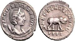 RÖMER RÖMISCHES KAISERREICH. Otacilia Severa, Gemahlin des Philippus I. 244-249. Antoninian (248) 3,98g, 4. Off. Pallabüste m. Diadem auf Mondsichel n.r. OTACIL SEVERA AVG / SAECVLARES AVGG Nilpferd s