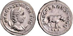 RÖMER RÖMISCHES KAISERREICH. Otacilia Severa, Gemahlin des Philippus I. 244-249. Antoninian (248) 4,44g, 4. Off. Pallabüste m. Diadem auf Mondsichel n.r. OTACIL SEVERA AVG / SAECVLARES AVGG Nilpferd s