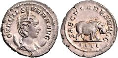 RÖMER RÖMISCHES KAISERREICH. Otacilia Severa, Gemahlin des Philippus I. 244-249. Antoninian (248) 3,78g, 4. Off. Pallabüste m. Diadem auf Mondsichel n.r. OTACIL SEVERA AVG / SAECVLARES AVGG Nilpferd s