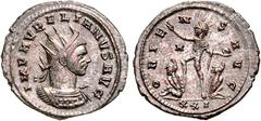 RÖMER RÖMISCHES KAISERREICH. AURELIANUS 270-275. Bi-Antoninian (274) 3,27g, Rom. Büste mit Panzer und Strahlenkrone n.r. IMP AVRELIANVS AVG / ORI-ENS AVG Sol steht nackt, mit Pallium, Strahlenkrone un